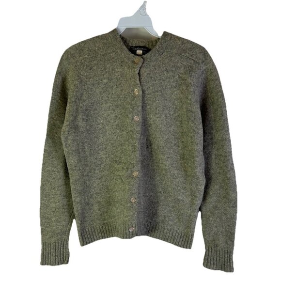 Vintage Sweaters - Vintage 60s Rockabilly Virgin Wool Cardigan Sweater Blank Gray